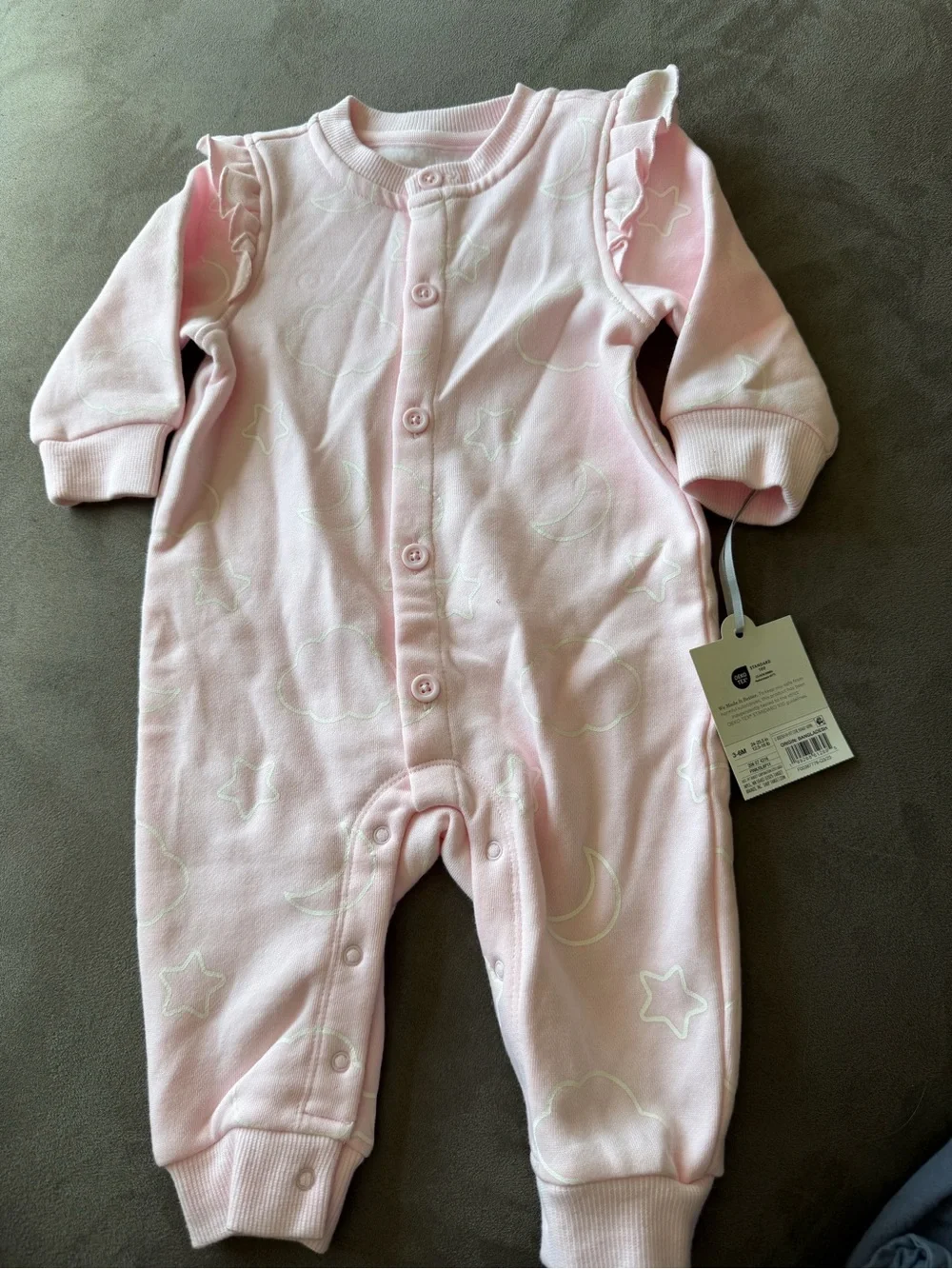 cloud island Pink Moon & Stars Fleece Footie